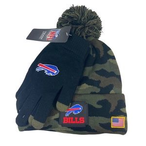 NFL Buffalo Bills Salute To Service Green Camo Beanie & Gloves Set